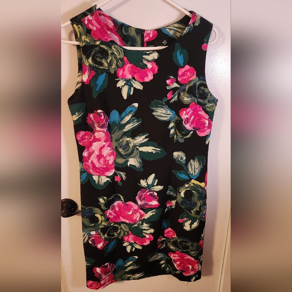 NWOT- Ronnie Nicole Floral Sleeveless Dress - Black and Pink Size 8